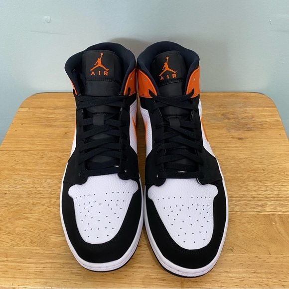 Nike Air Jordan 1 Mid Black Starfish Shattered Backboard Sz 14 Orange 554724 058 - Picture 6 of 13